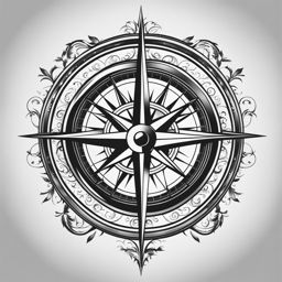 compass tattoo black and white design 