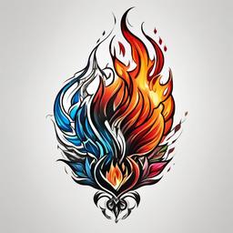 aesthetic fire tattoo  simple color tattoo,white background