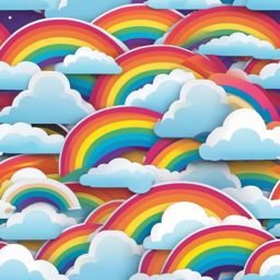 Rainbow cloud sticker, Colorful , sticker vector art, minimalist design