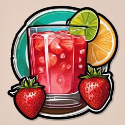 Strawberry Daiquiri Delight sticker- A sweet and fruity blend of strawberries, rum, lime juice, and simple syrup, served frozen or on the rocks., , color sticker vector art