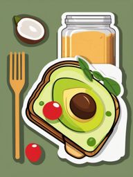 Avocado Toast Sticker - Start your day with a trendy and wholesome avocado toast, perfectly seasoned, , sticker vector art, minimalist design