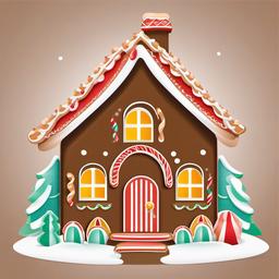 Gingerbread House clipart - gingerbread house with a sugar path  color,minimalist,vector clipart