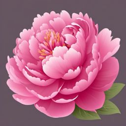 Peony Clip Art - A lush pink peony with layers of petals,  color vector clipart, minimal style