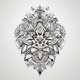 Floral Tribal Tattoo - Tattoo combining tribal and floral elements in the design.  simple color tattoo,minimalist,white background