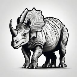 drawing of a Triceratops dinosaur  minimal rough sketch scribbles,doodles,black and white