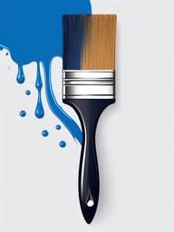 Paint Brush clipart - paintbrush dripping with blue paint  color,minimalist,vector clipart