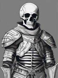 drawing of a skeleton in armor  minimal rough sketch scribbles,doodles,black and white