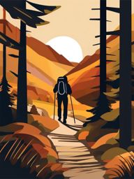 Hiker's Trail Discovery clipart - Discovery along the trail, ,vector color clipart,minimal