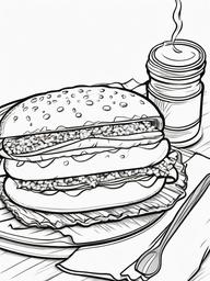 Food Coloring Pages - Sausage link with mustard on the side  simple coloring pages