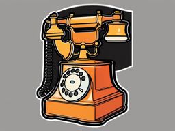 Telephone Sticker - Old-fashioned telephone, ,vector color sticker art,minimal