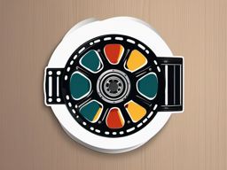 Film Reel Sticker - Retro film reel design, ,vector color sticker art,minimal