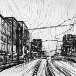 drawing of a rainy day  minimal rough sketch scribbles,doodles,black and white