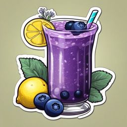 Blueberry Lavender Lemonade sticker- A fragrant and vibrant lemonade with blueberry and lavender accents, perfect for summer sipping., , color sticker vector art