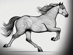 Fine Line Horse Tattoo - Opt for precision and elegance with a fine line horse tattoo, featuring intricate details and clean lines that emphasize the beauty of these majestic creatures.  simple tattoo,minimalist,white background