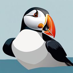 Puffin clipart - Seabird with a distinctive beak in flight, ,color clipart vector style