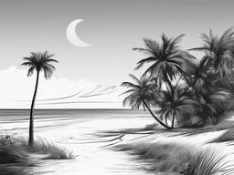 drawing of a palm tree on an island  minimal rough sketch scribbles,doodles,black and white