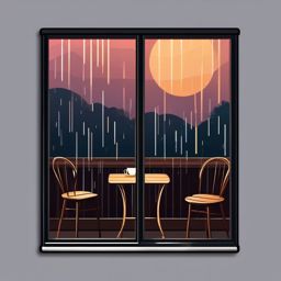 Rainy cafe window at dusk sticker- Cozy and contemplative, , sticker vector art, minimalist design