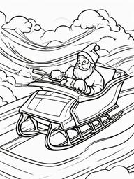 Santa's Sleigh Coloring Pages - Flying Vehicle for Delivering Presents  minimal black outline printable sheet, coloring page