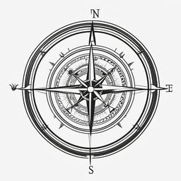 Christian Compass Tattoo - Compass tattoo with Christian symbolism.  simple vector tattoo,minimalist,white background