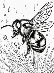 Bumblebee Coloring Pages - Bumblebee flying through a light rain  simple coloring pages