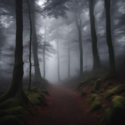 haunted forest, an eerie and mysterious woodland shrouded in fog and dark secrets. 