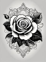 American Traditional Black Rose-Embrace of classic American traditional style with an American traditional black rose tattoo, featuring bold lines and timeless beauty.  simple vector color tattoo