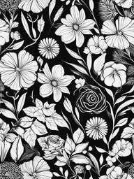 Floral Tote Bags - Carry-all bags adorned with flower graphics.  outling,coloring pages,black and white