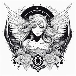 anime tattoo black and white design 