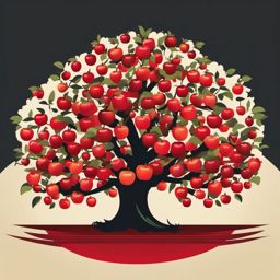 Apple Tree Clipart - An apple tree laden with ripe red apples.  color vector clipart, minimal style