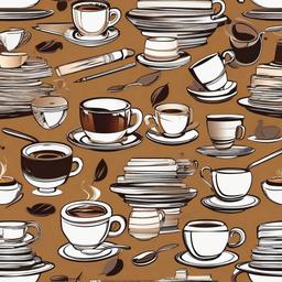 Writing clipart - manuscript with coffee cup  vector clipart