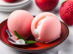 lychee sorbet, a refreshing frozen dessert with lychee fruit flavor. 