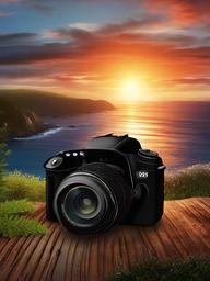 Camera clipart - camera capturing a sunset  