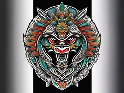 Aztec Feathered Serpent Tattoo-Intricate and symbolic tattoo featuring the Aztec feathered serpent, Quetzalcoatl, capturing themes of divinity and culture.  simple color vector tattoo