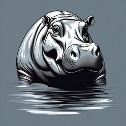 Hippopotamus clipart - Large aquatic herbivore with powerful jaws, ,vector color clipart,minimal