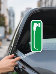 Hybrid Car Plug Sticker - Eco-conscious commute, ,vector color sticker art,minimal