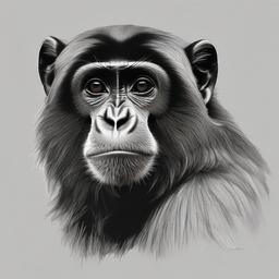 drawing of a howler monkey  minimal rough sketch scribbles,doodles,black and white