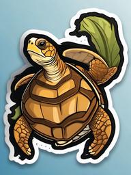 Loggerhead Sea Turtle cartoon - large, powerful-jawed sea turtle  cartoon sticker style