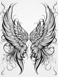 angel wings tattoo black and white design 