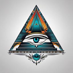eye of horus pyramid tattoo  simple color tattoo,minimal,white background