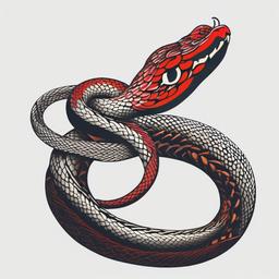 snake tattoo japanese style  simple color tattoo,white background,minimal