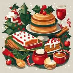 Happy Christmas Clipart,Illustrating a holiday cookbook  simple, 2d flat