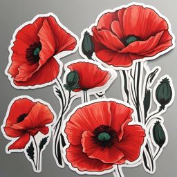 Poppy Sticker - Commemorate remembrance and beauty with the symbolic poppy flower sticker, , sticker vector art, minimalist design