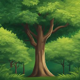 tree clipart - a tall and leafy tree in a lush forest. 