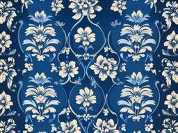 Background Blue Wallpaper-Classic blue wallpaper with floral and checkered accents  background wallpaper