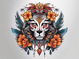 Neo-traditional tattoo: Vibrant and contemporary designs with a nod to traditional tattoo art.  color tattoo style, minimalist, white background