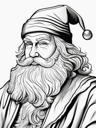 Santa Colored  outling,coloring pages,black and whit