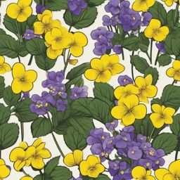 Taiga Yellow Violet Clip Art - Yellow violets in the taiga forest,  color vector clipart, minimal style