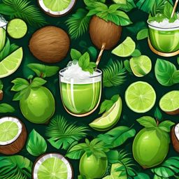 Coconut Mojito Madness sticker- A tropical twist on the classic mojito, blending coconut rum, coconut cream, mint, and lime., , color sticker vector art