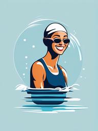 Swimmer clipart - swimmer smiling after a successful race  color,minimalist,vector clipart