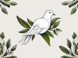 Dove Olive Branch Tattoo-Elegant and symbolic tattoo featuring a dove carrying an olive branch, representing peace and hope.  simple color tattoo,white background